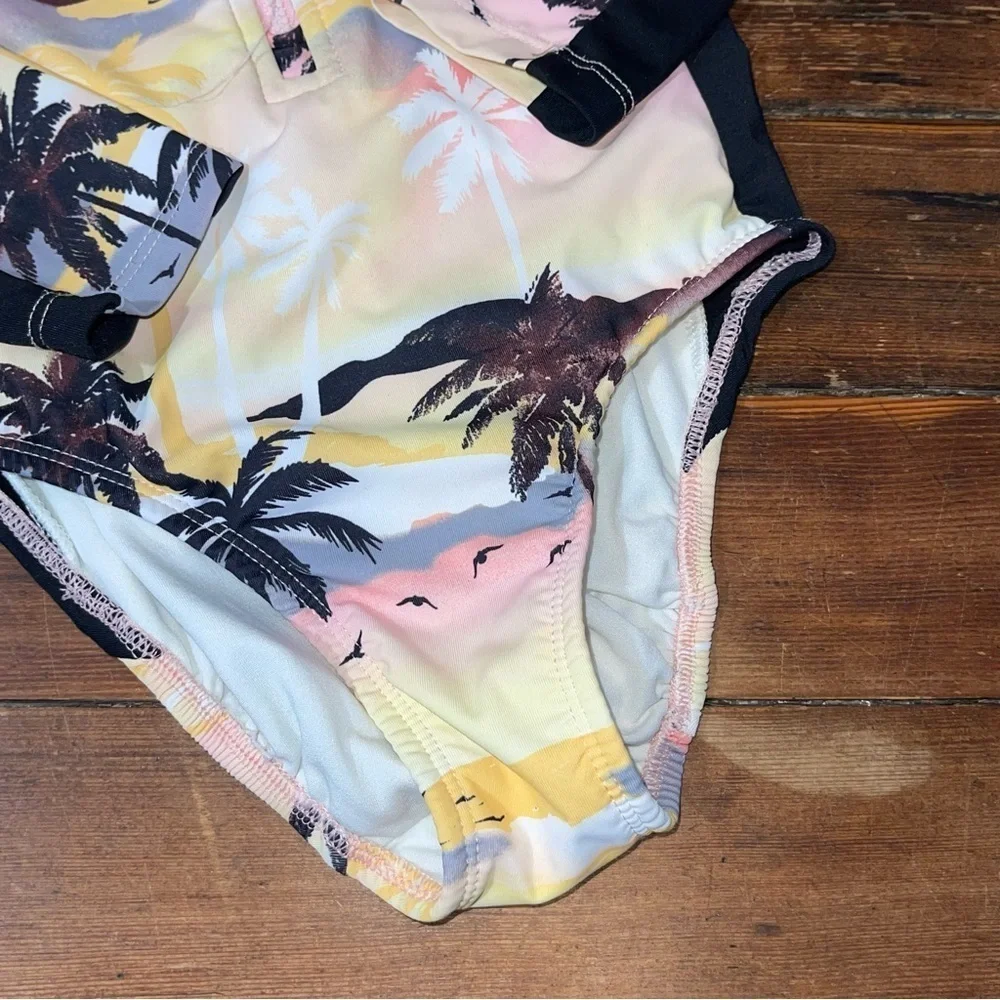 Wonder Nation Pink and Yellow Rashguard Swim Set